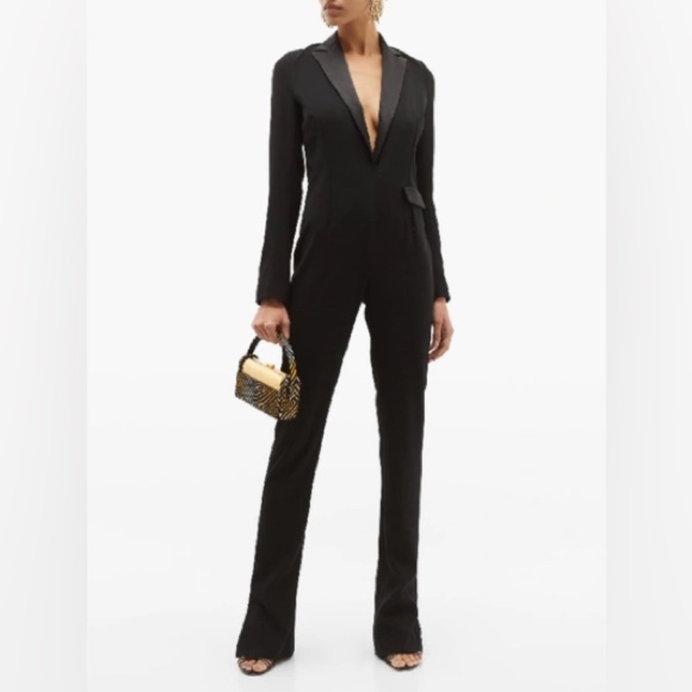 SOLD $250 Galvan London Berlin Tuxedo Satin Lapels Sexy, BeautifulJumpsuit NWT